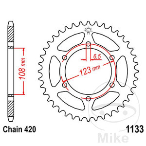 Kettenrad 53Z Teilung 420 Innendurchmesser 108 Lochkreis 123