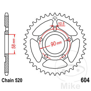 Kettenrad 35Z Teilung 520 Innendurchmesser 058 Lochkreis 090