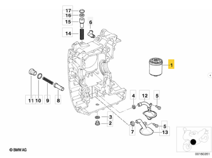 Original BMW Ölfilter für alle R1200 GS R RT ST S luft / ölgekühlt K1600 GT Bagger B T C 400 600 650 X GT Sport