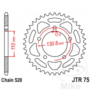Kettenrad 43Z Teilung 520 Innendurchmesser 110 Lochkreis 130.8