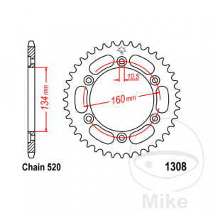 Kettenrad 42Z Teilung 520 Innendurchmesser 134 Lochkreis 160