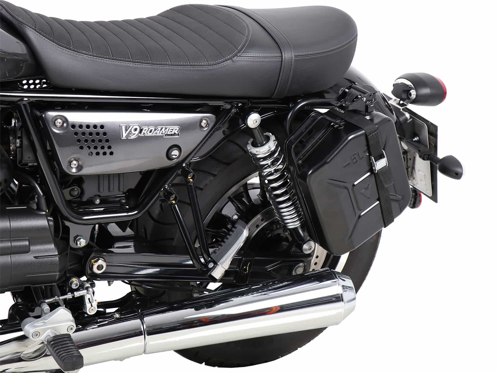 Kanister 4ltr. Inkl. Cutout Halter links schwarz für Moto Guzzi V 9 Roamer (2016-2025)