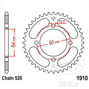 Kettenrad 32 Zähne Teilung 520 Innendurchmesser 064 Lochkreis 080
