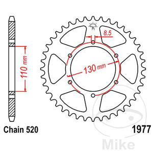 Kettenrad 45Z Teilung 520 Innendurchmesser 110 Lochkreis 130