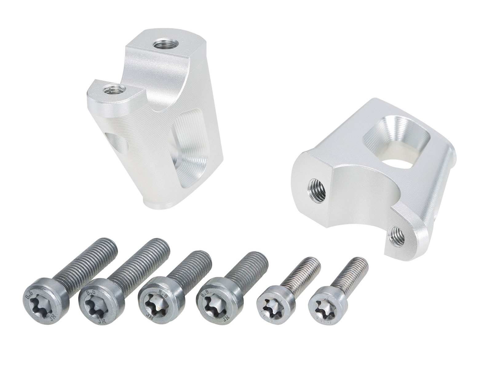 Lenkererhöhung mit Versatz 25 mm hoch, 23 mm zurück, silber für BMW R nineT Pure (2017-2023)