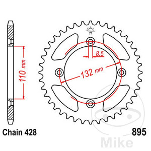 Kettenrad 49Z Teilung 428 Innendurchmesser 110 Lochkreis 132