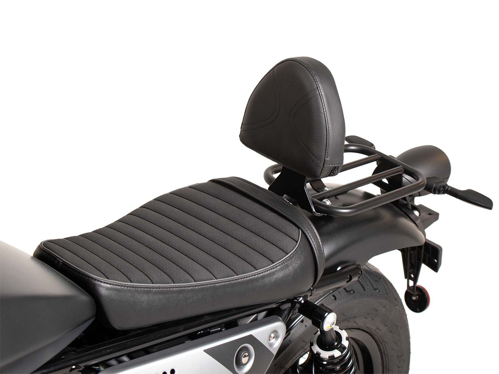 Fahrer-Rückenlehne mit Polster für Moto Guzzi V9 Bobber/Special Edition (2021-2025) in Kombination mit Solorack 613559