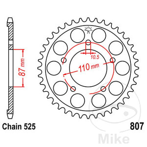 Kettenrad 46Z Teilung 525 Innendurchmesser 087 Lochkreis 110