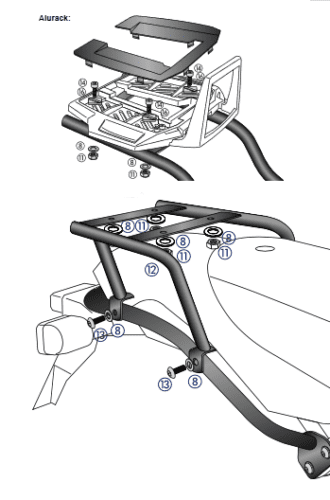 Alurack Topcaseträger schwarz für BMW HP 2 (2005-2008)