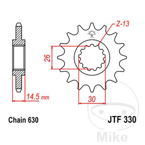 Ritzel 15Z Teilung 630 feinverzahnt Innendurchmesser 26/30