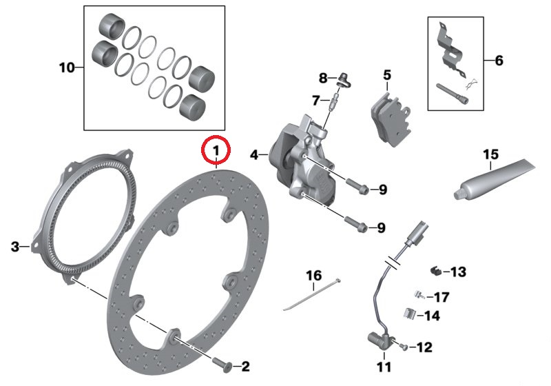 diag_9mf9 BMW K1200S K1300S original Bremsscheibe vorn mit Nieten NEU K1200GT K1300GT