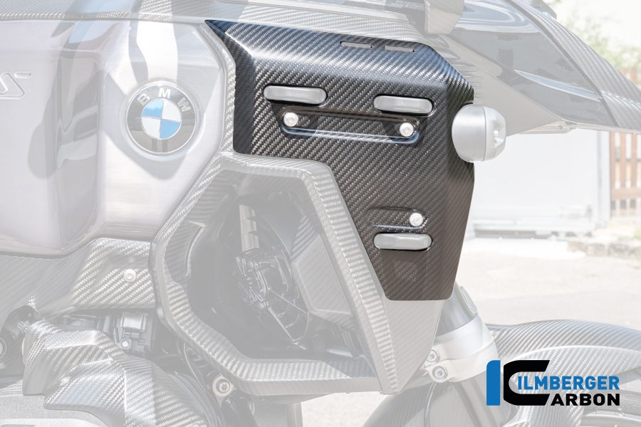 Wasserkühlerabdeckung rechts mit Löchern für den Kofferhalter Carbon matt R 1300 GS Adventure