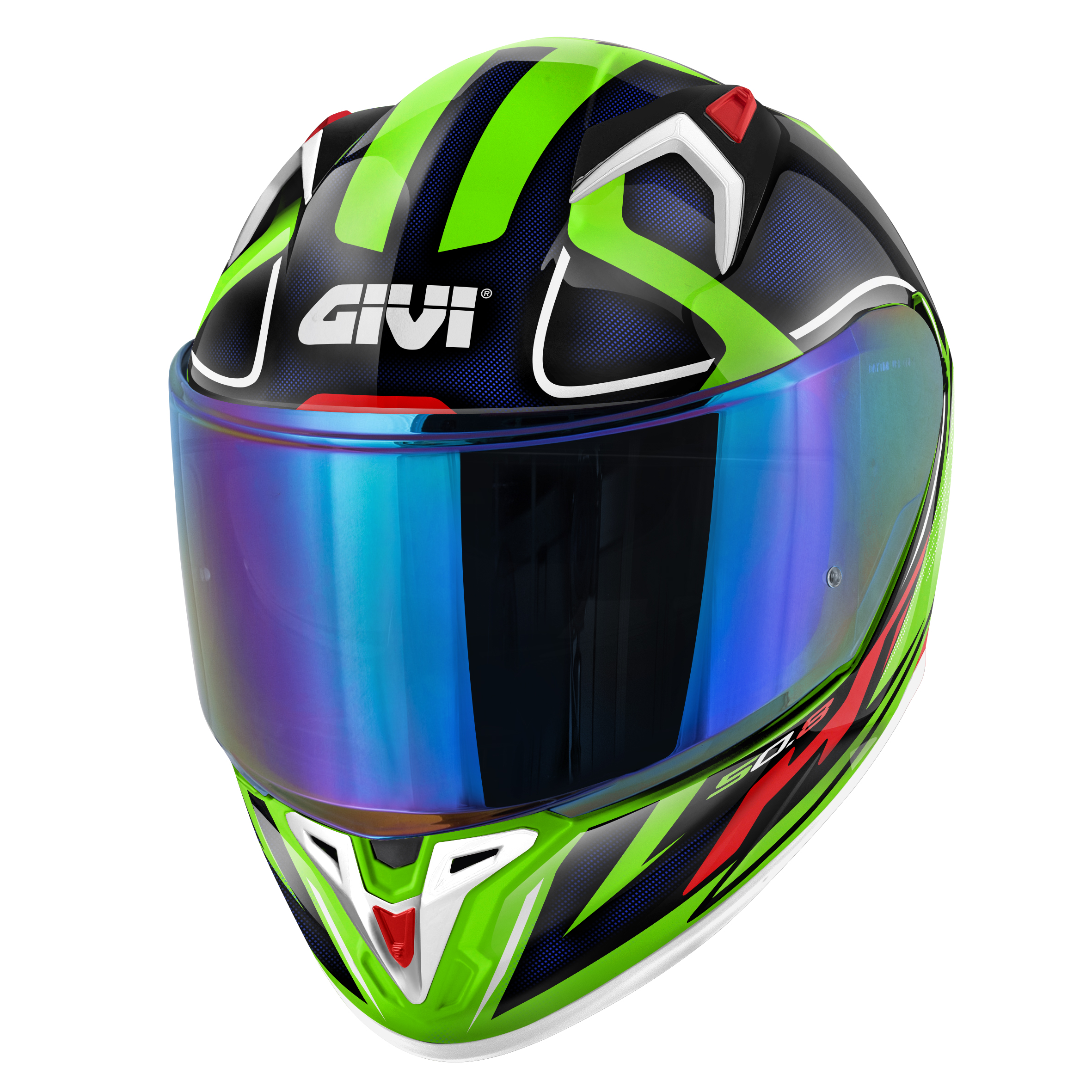 HPS 50.8 RACER Integral-Helm Graphic RACER glossy - weiß/grün/blau - Gr. 60/L