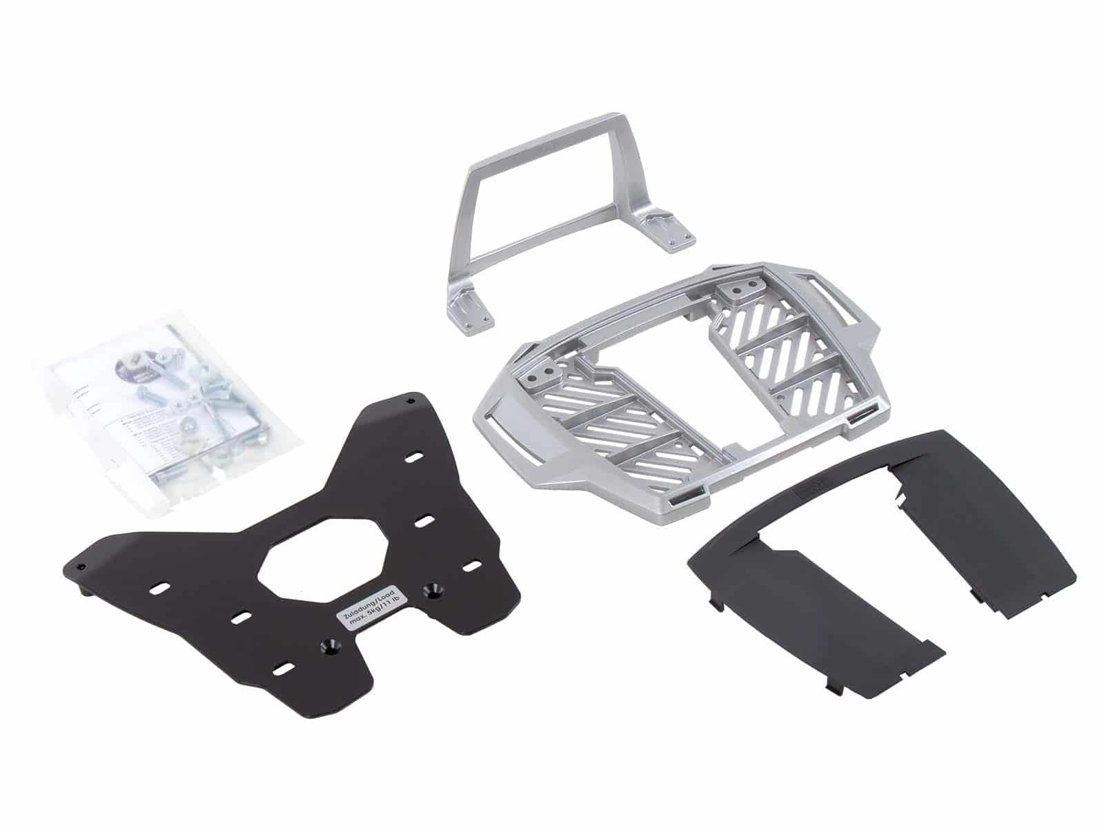 Alurack Topcaseträger silber für Kombination mit  Original-Gepäckbrücke für BMW R 1250 GS (2018-2023)