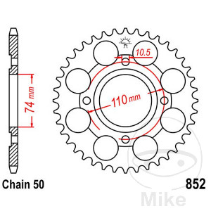 Kettenrad 41Z Teilung 530 Innendurchmesser 074 Lochkreis 110