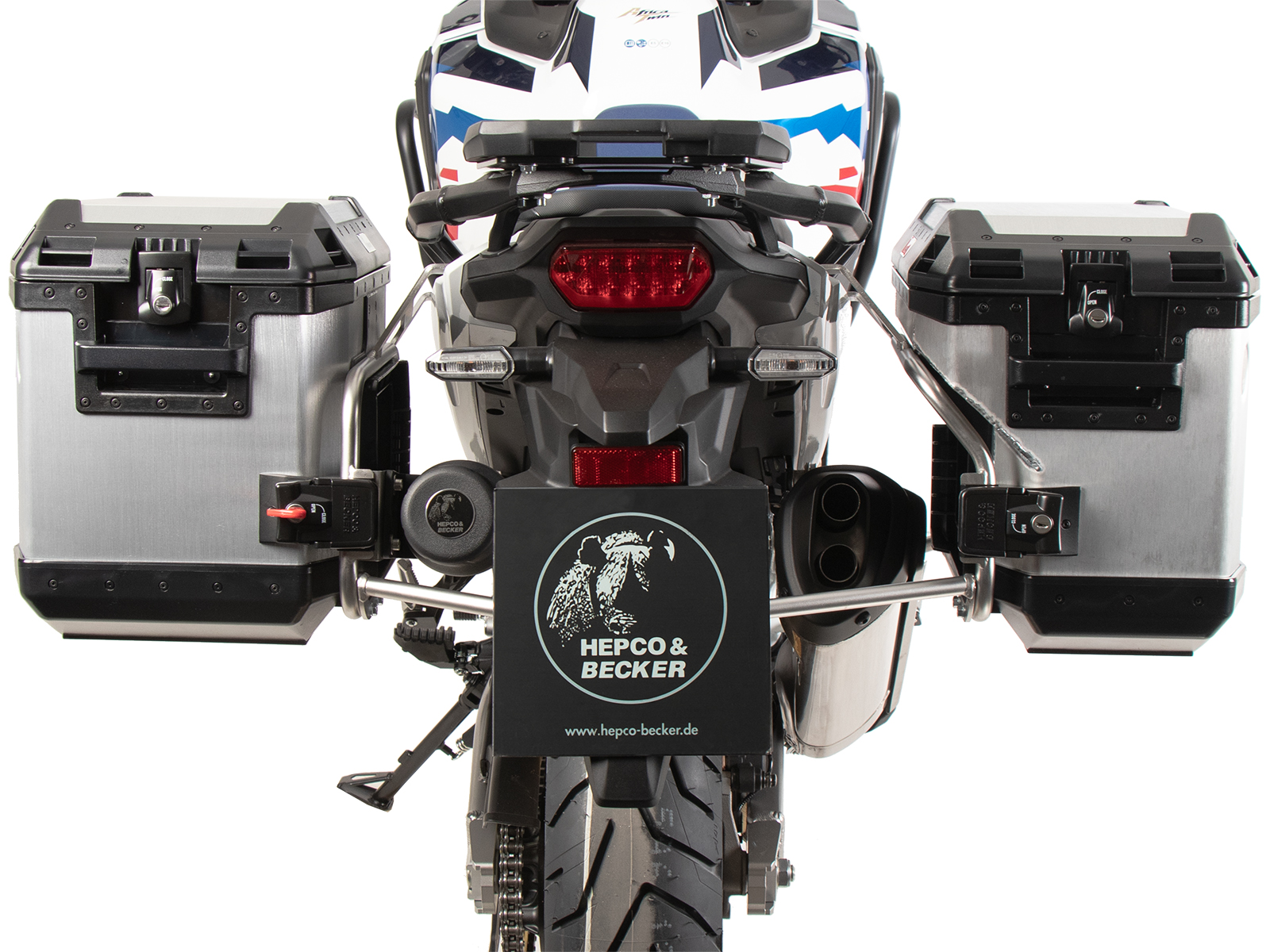 Kofferträgerset Cutout Edelstahl inkl. Xplorer Cutout  Kofferset silber für Honda CRF 1100L Africa Twin Adventure Sports (2024-)