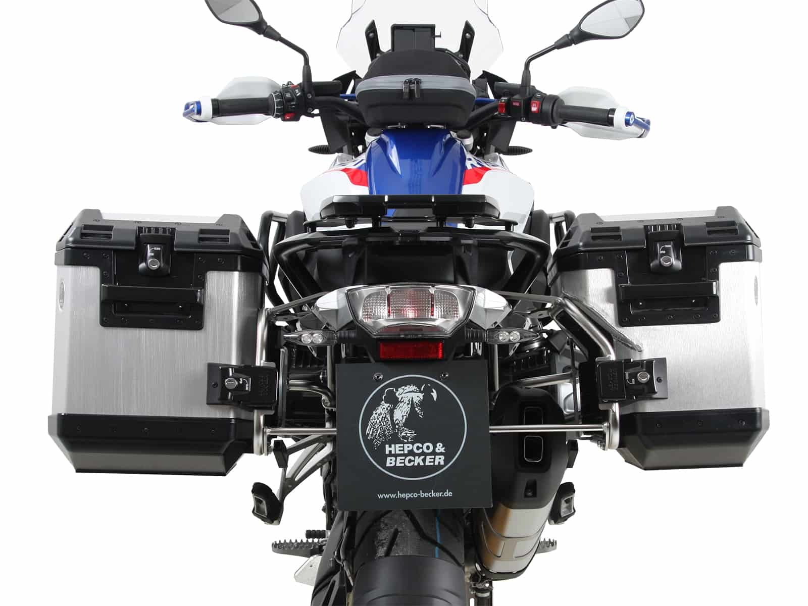 Kofferträgerset Cutout Edelstahl inkl. Xplorer Cutout silber Kofferset für BMW R1250GS (2018-2023)