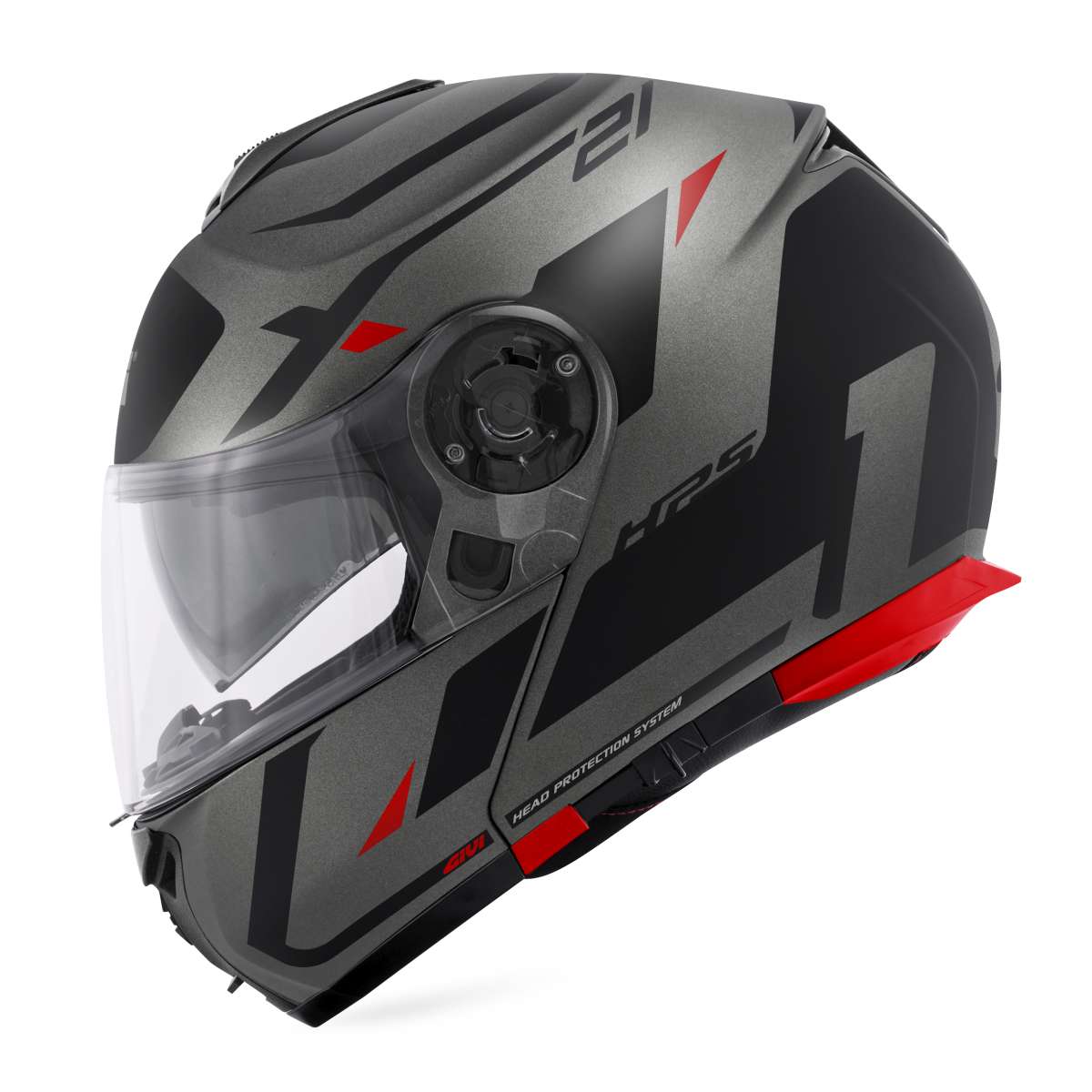 HPS X.21 EVO GRAPHIC - Gr. 58/M – matt-titanium / schwarz / rot