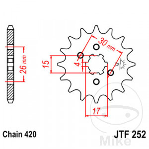 Ritzel 17Z Teilung 420 grobverzahnt 6 Innendurchmesser 15/17