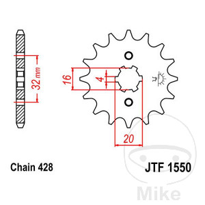 Ritzel 15Z Teilung 428 grobverzahnt 6 Innendurchmesser 16/20