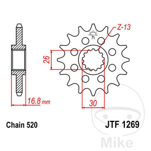 Racing-Ritzel 17Z Teilung 520 feinverzahnt Innendurchmesser 26/30