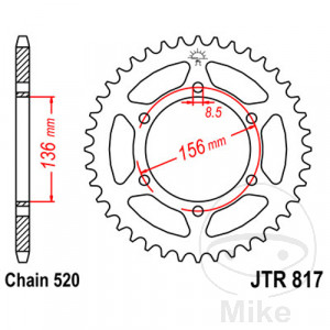 Kettenrad 46Z Teilung 520 Innendurchmesser 136 Lochkreis 156