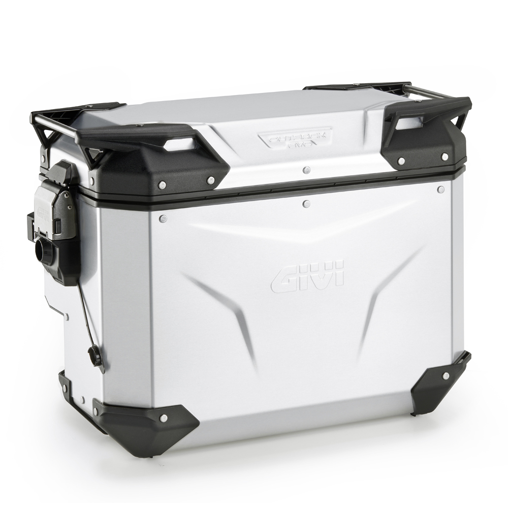 Seitenkoffer Trekker Outback EVO 40, rechts, aus eloxiertem Aluminium, seitlich versetzt,