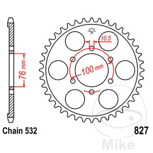 Kettenrad 43Z Teilung 532 Innendurchmesser 076 Lochkreis 100