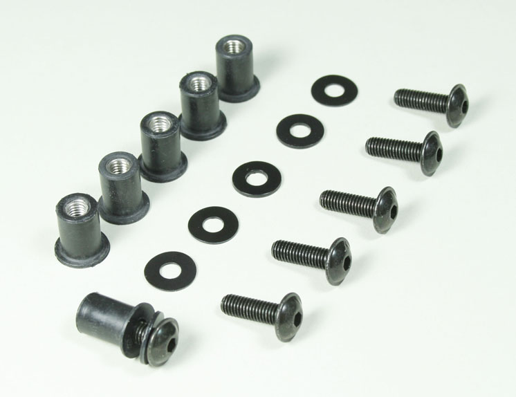 Gummimutter M5 mit Schraube / 6 Sets