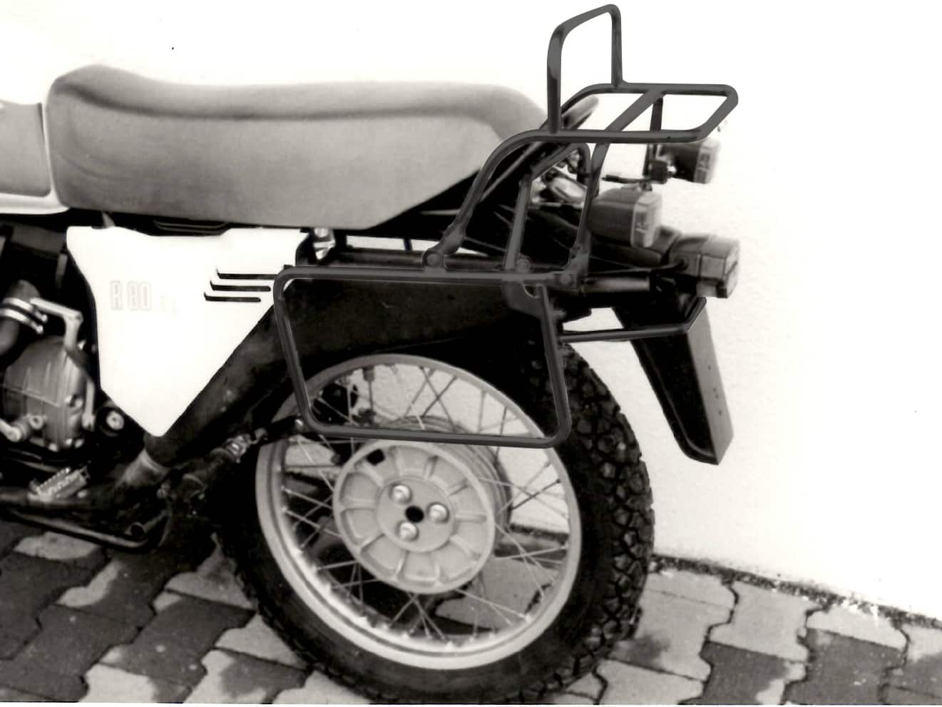 Komplettträgerset (Seitenkofferträger und Rohrgepäckbrücke Topcaseträger) schwarz für BMW R 65 G/S (1987-1992)/R 80 G/S (1980-1987)