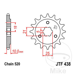 Ritzel 15Z Teilung 520 grobverzahnt 5 Innendurchmesser 21/25