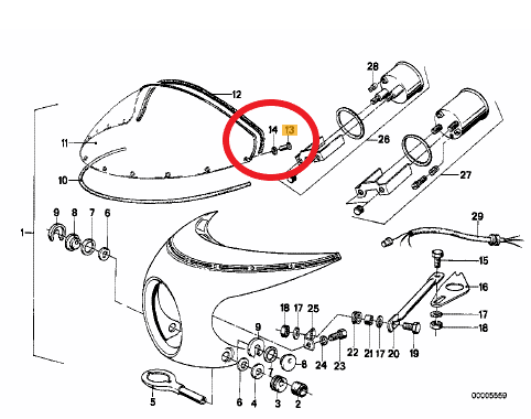 R90S BMW R 60 90 100 S 1 Satz Nieten + Unterlegscheiben zur Windschildmontage