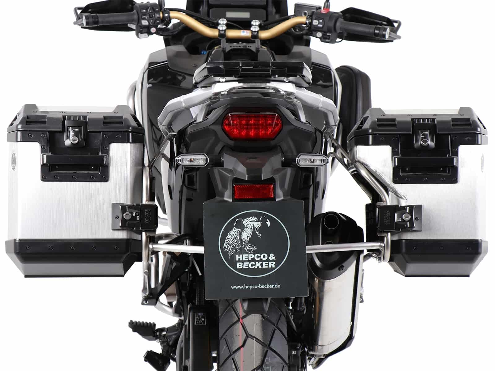 Kofferträgerset Cutout Edelstahl inkl. Xplorer Cutout  Kofferset silber für Honda CRF 1100L Africa Twin (2019-2023) / Adventure Sports (2020-2023)