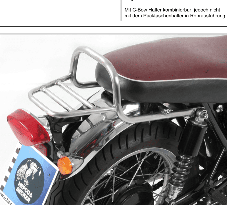 Rohrgepäckbrücke chrom für Kawasaki W 650 (1999-2006)/W 800 (2011-2016)