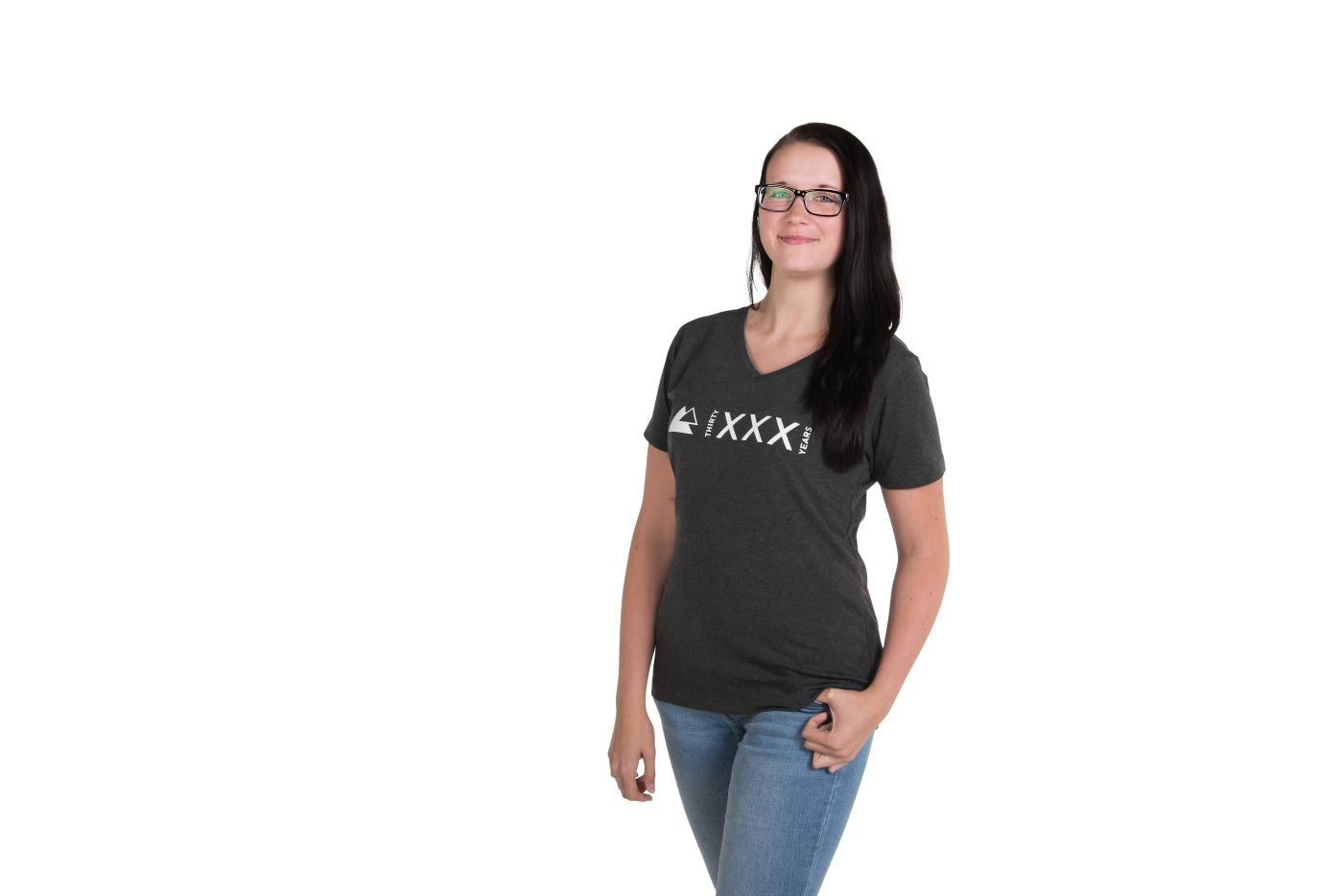 01_200_2056_2060_01_7414 T-Shirt "XXX Years" Damen, grau