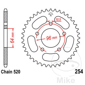 Kettenrad 37Z Teilung 520 Innendurchmesser 064 Lochkreis 096