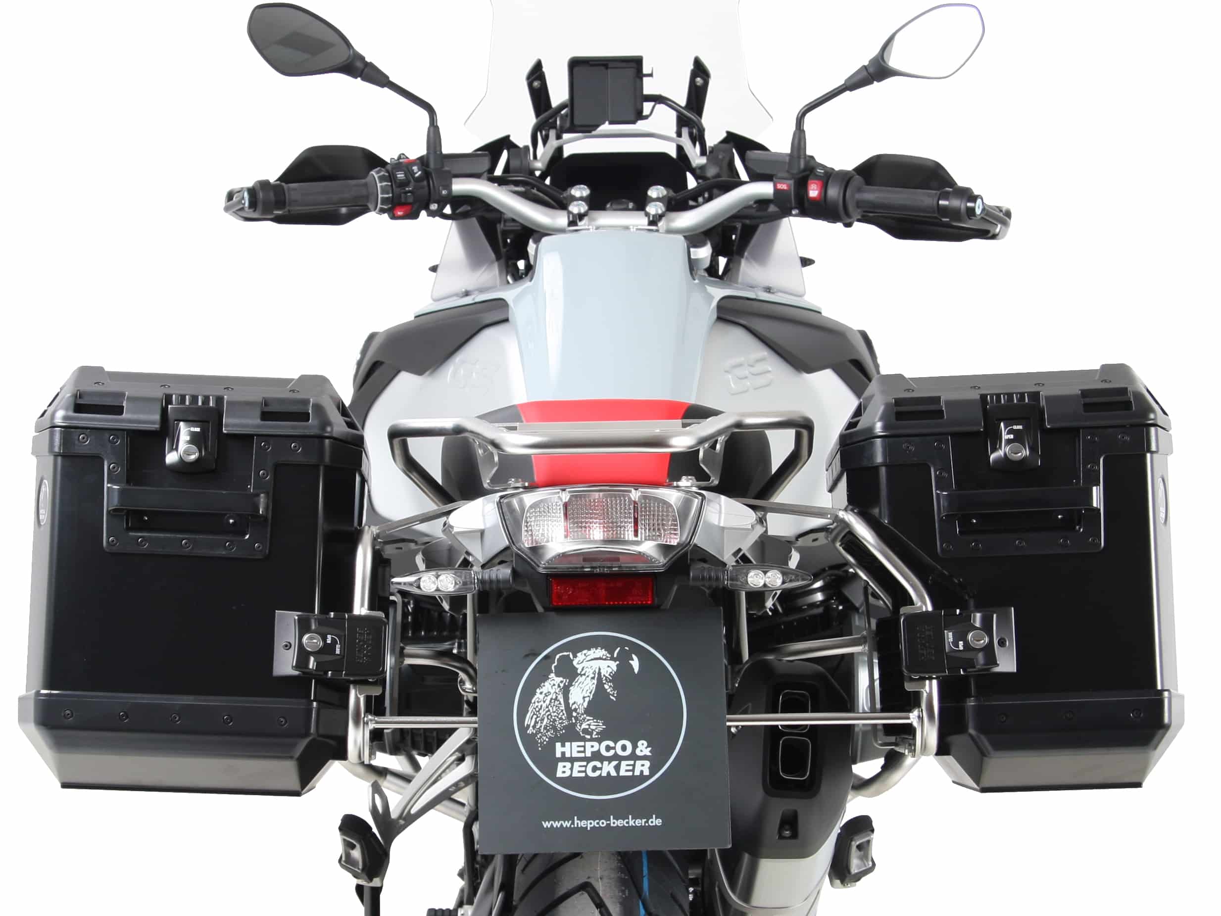 Kofferträgerset Cutout Edelstahlträger inkl. Xplorer Cutout schwarz Kofferset für BMW R1250GS Adventure (2019-2024)