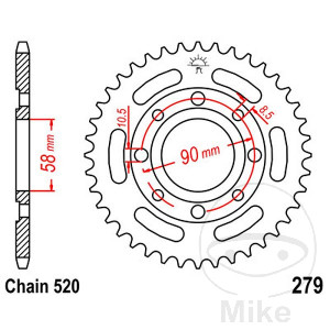 Kettenrad 30Z Teilung 520 Innendurchmesser 058 Lochkreis 090