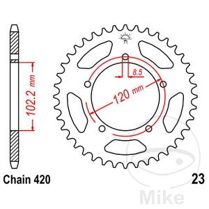 Kettenrad 47Z Teilung 420 Innendurchmesser 102.2 Lochkreis 120