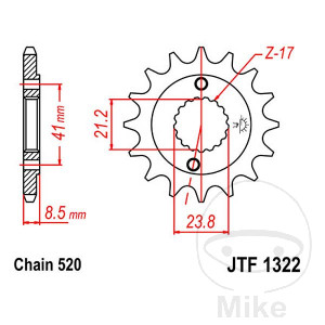 Ritzel 15Z Teilung 520 feinverzahnt Innendurchmesser 21/23