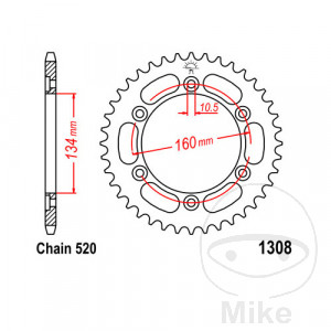 Kettenrad 45Z Teilung 520 Innendurchmesser 134 Lochkreis 160