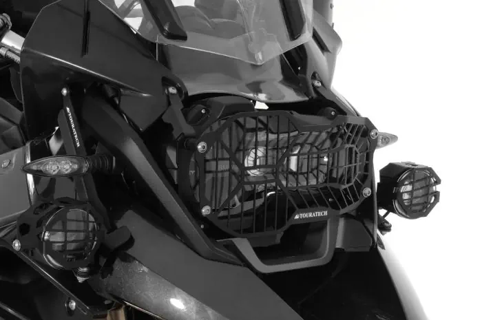 Scheinwerferschutz Edelstahl schwarz für LED Hauptscheinwerfer für BMW R1250GS + Adventure