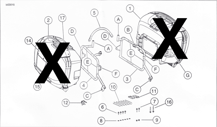 Seitenkofferträger festverschraubt schwarz für BUELL XB 12 Ulysses (2006-2010)