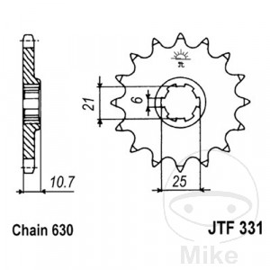 Ritzel 15Z Teilung 630 grobverzahnt 6 Innendurchmesser 21/25
