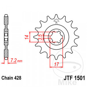 Ritzel 14Z Teilung 428 grobverzahnt 6 Innendurchmesser 14/17