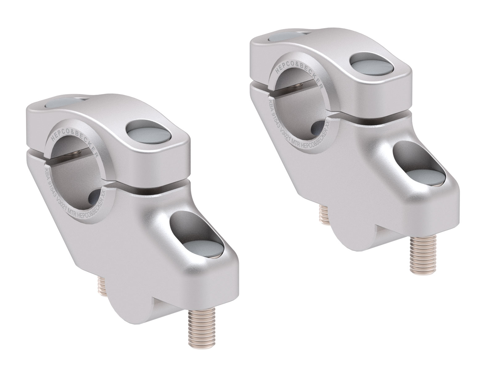 Lenkererhöhung mit Versatz für BMW F 650 GS Dakar (2003-2006), 30mm hoch, 21mm zurück - Silber