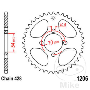 Kettenrad 42Z Teilung 428 Innendurchmesser 054 Lochkreis 070