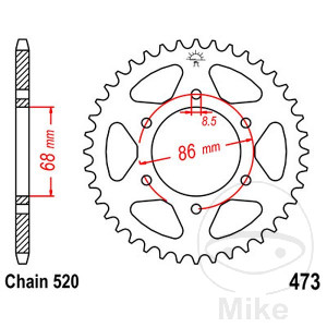 Kettenrad 37Z Teilung 520 Innendurchmesser 068 Lochkreis 086