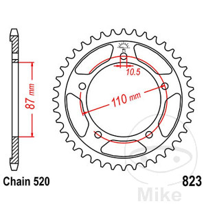 Kettenrad 39Z Teilung 520 Innendurchmesser 087 Lochkreis 110