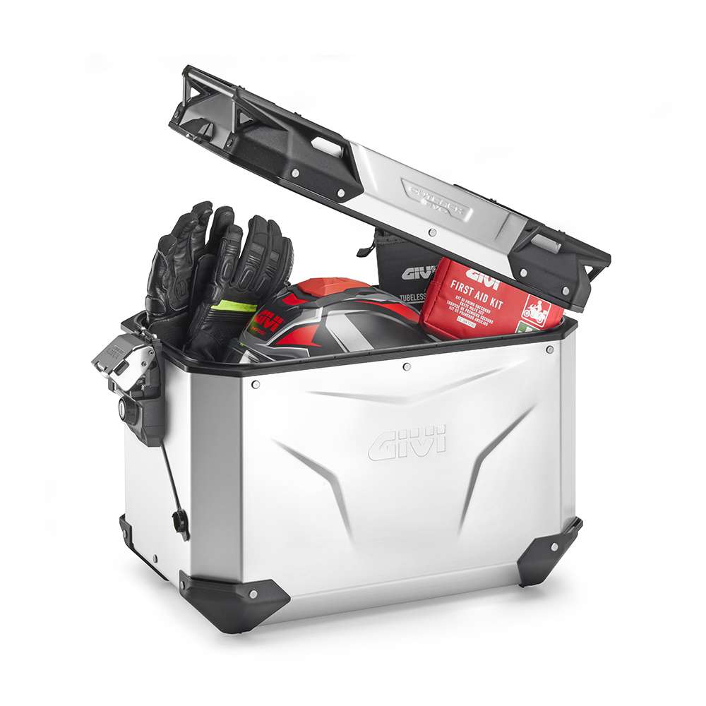 Seitenkoffer Trekker Outback EVO Monokey 48 Liter, Rechts, aus eloxiertem Aluminium, SMART SEC. LOCK